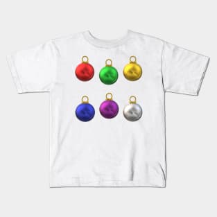 Colorful Christmas Tree Ornaments (Winter White Background) Kids T-Shirt